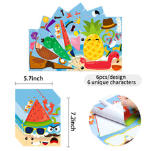 Load image into Gallery viewer, TICIAGA 36pcs Summer Hawaiian Beach Make-a-face Stickers Sheets, Make Your Own Pineapple Flamingo Stickers Fun Craft Project for Kids, 36pcs Tropical Luau Theme Mix and Match Stickers Kids Party Favor
