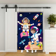 Load image into Gallery viewer, TICIAGA Outer Space Photo Door Banner, Large Polyester Astronaut Face Photography Banner Background, Astronaut Pretend Play Party Game Photo Props Backdrop Props, Universe Space Theme Party Supply
