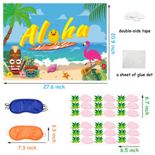 Load image into Gallery viewer, Ticiaga 36pcs Aloha Hawaii Party Stickers Game, Pin The Hair And Wing On Large Pineapple And Flamingo Poster, Summer Theme Party Game Activity for Kids, Tropical Luau theme Party Decoration Supplies
