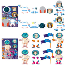 Load image into Gallery viewer, TICIAGA 36pcs Outer Space Make-a-face Stickers Sheets, Make Your Own Astronaut Stickers, Fun Craft Project for Kids, Over 500pcs Mix and Match Stickers Gifts Bag Stuffers, Mix of Alien, Rocket, Ship
