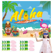 Load image into Gallery viewer, Ticiaga 36pcs Aloha Hawaii Party Stickers Game, Pin The Hair And Wing On Large Pineapple And Flamingo Poster, Summer Theme Party Game Activity for Kids, Tropical Luau theme Party Decoration Supplies
